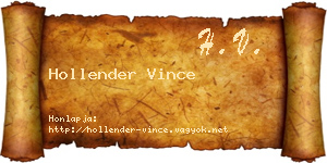Hollender Vince névjegykártya
